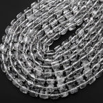 Natural Rock Crystal Quartz 8mm Hand Cut Cube Beads 15.5" Strand
