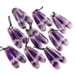 Natural Chevron Amethyst Teardrop Earring Pair Matched Gemstone Beads
