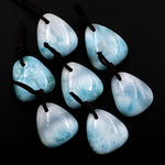 Natural Larimar Freeform Triangle Pendant Genuine Real Blue Larimar Gemstone Focal Bead