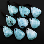 Natural Larimar Teardrop Pear Pendant Genuine Real Blue Larimar Gemstone Focal Bead