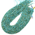 AAA Genuine Real Natural Blue Green Turquoise 2mm 3mm Cube Beads Gemstone 15.5" Strand
