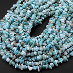 Natural Blue Larimar Freeform Chip Nugget Pebble Beads 15.5" Strand