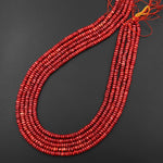 Genuine Red Bamboo Coral Smooth Heishi Rondelle Beads 3mm 4mm 15.5" Strand