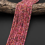 AAA Grade Micro Faceted Natural Pink Tourmaline 2mm Round Beads Tourmaline 15.5" Strand