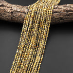 Natural Titanium Golden Hematite Rutilated Quartz 3mm Smooth Round Beads Sharp Rutile 15.5" Strand