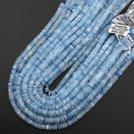 AAA Extra Translucent Large Natural Blue Aquamarine Faceted Rondelle Beads 8mm 10mm 15.5" Strand