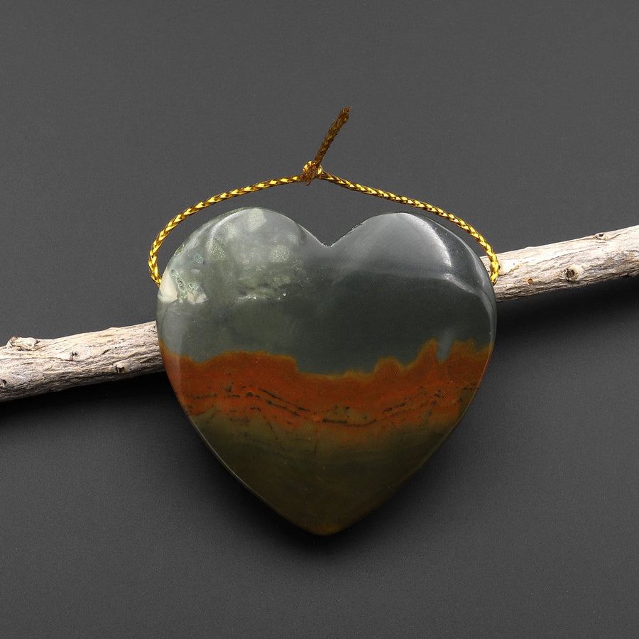 Natural Owyhee Picture Jasper Heart Pendant Side Drilled