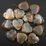 Natural Owyhee Picture Jasper Heart Pendant Side Drilled