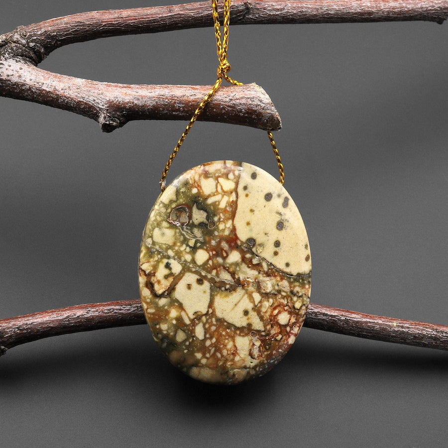 Natural Owyhee Picture Jasper Oval Pendant Side Drilled A3