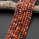 Faceted Rare Natural Swazi African Red Agate Round Beads 8mm 10mm from Mozambique 15.5" Strand