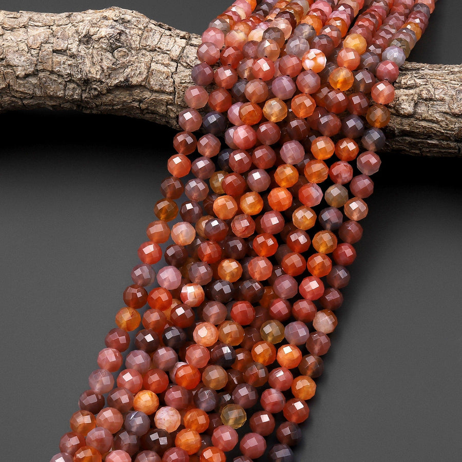 Faceted Rare Natural Swazi African Red Agate Round Beads 8mm 10mm from Mozambique 15.5" Strand