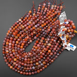 Faceted Rare Natural Swazi African Red Agate Round Beads 8mm 10mm from Mozambique 15.5" Strand