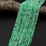 AAA Real Genuine Natural Green Emerald Gemstone Faceted 4mm Rondelle Gemstone May Birthstone 15.5" Strand