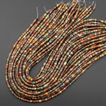 AAA Natural Red Creek Jasper Beads 4mm Heishi Rondelle Aka Multicolor Picasso Jasper 15.5" Strand