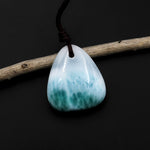 AAA Natural Larimar Freeform Triangle Pendant Genuine Real Blue Larimar Gemstone Focal Bead