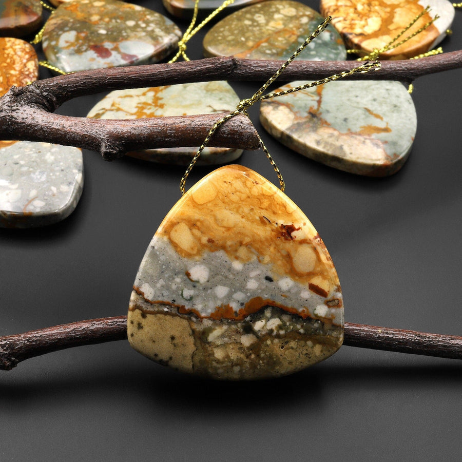 Natural Owyhee Picture Jasper Trianble Pendant Side Drilled A1