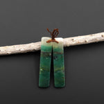 Natural Green Jade Earring Pair Slender Rectangle Cabochon Cab Pair Matched Gemstone Earrings Bead Pair