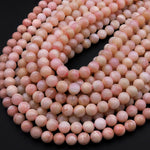 AA Natural Peruvian Pink Opal 6mm 8mm 10mm 12mm 14mm Smooth Round Beads Gemstone 15.5" Strand