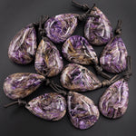 Natural Purple Russian Charorite Pendant Teardrop Gemstone