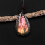 AAA Natural Labradorite Teardrop Pendant Rainbow Blue Green Gold Flashes