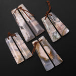 Natural Cherry Blossom Agate Earring Pair Drilled Matched Small Trapezoid Pair Aka Flower Agate