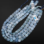 AAA Natural Aquamarine Beads Faceted Cushion 12mm Flat Square Gemstone 15.5" Strand