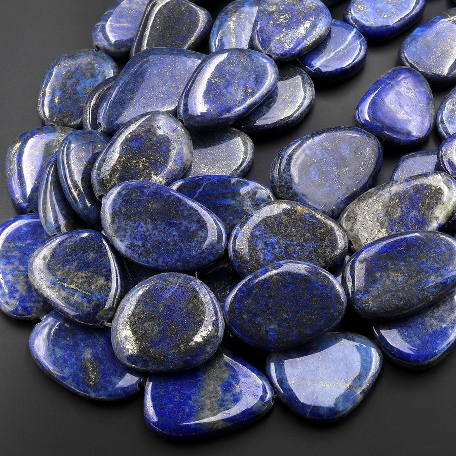 Large Natural Denim Blue Lapis Freeform Nugget Beads 15.5" Strand