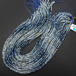 Natural Multicolor Silvery Green Blue Kyanite 3mm 4mm Round Beads 15.5" Strand