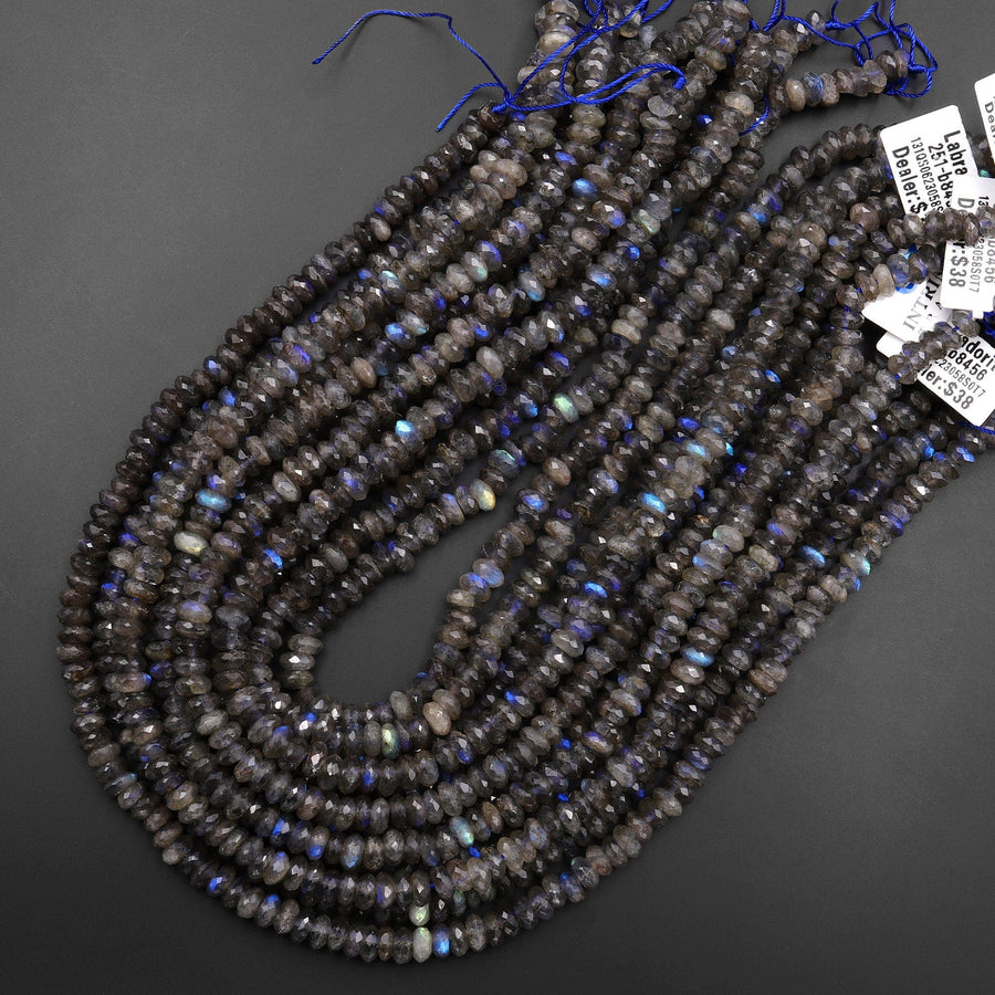 Faceted Labradorite Rondelle Beads 6mm 15.5" Strand