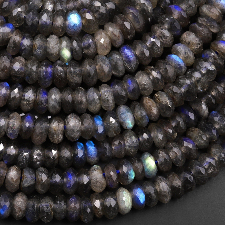 Faceted Labradorite Rondelle Beads 6mm 15.5" Strand