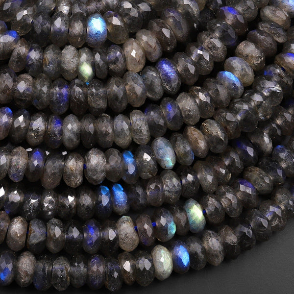 Faceted Labradorite Rondelle Beads 6mm 15.5" Strand