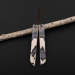 Natural Cherry Blossom Agate Earring Pair Drilled Matched Long Beveled Rectangle Pair Aka Flower Agate