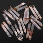 Natural Cherry Blossom Agate Earring Pair Drilled Matched Long Beveled Rectangle Pair Aka Flower Agate