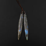 Natural Labradorite Earring Pair Long Marquise Oval Matched Gemstone Beads