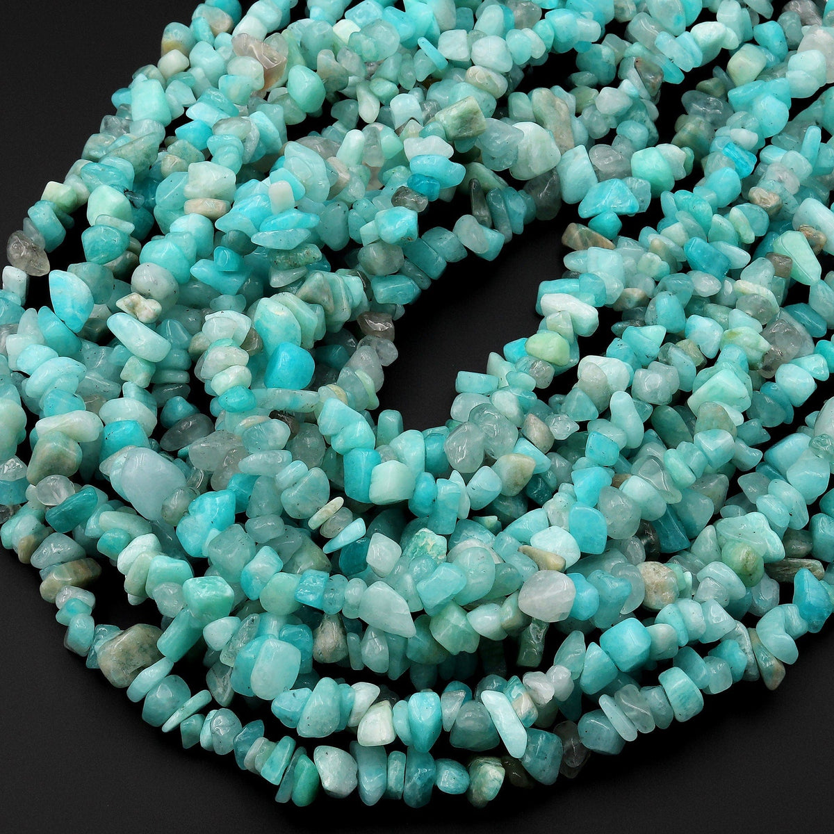 Natural Peruvian Amazonite Freeform Pebble Chip Beads 15.5