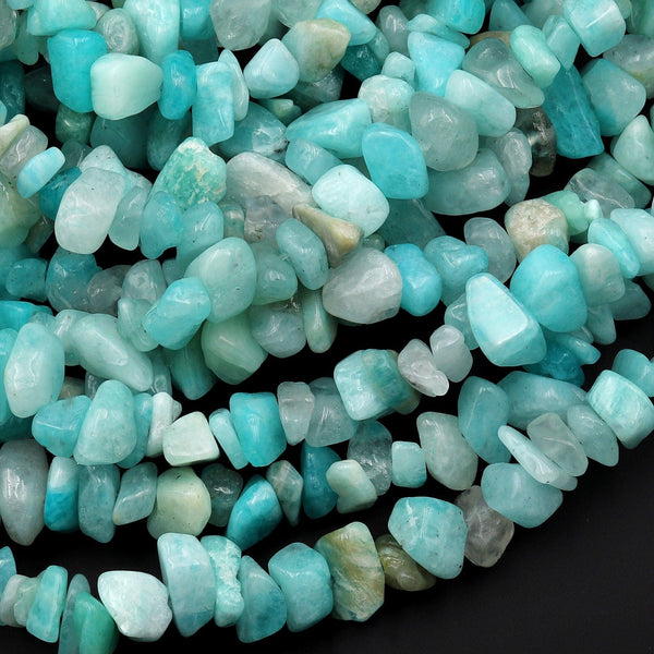 Natural Peruvian Amazonite Freeform Pebble Chip Beads 15.5" Strand