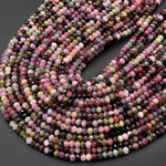 Faceted Natural Multicolor Tourmaline Rondelle Beads 4mm Gemstone 15.5" Strand