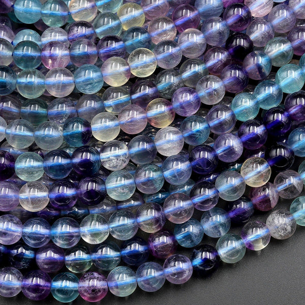AAA Natural Fluorite Beads 6mm Round 15.5" Strand