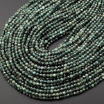 Rare Faceted Natural Silvery Green Kyanite 3mm 4mm Round Beads 15.5" Strand