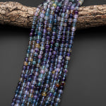 AAA Natural Rainbow Fluorite Beads Smooth 5mm 6mm 7mm Translucent Purple Green Yellow Gemstone 15.5" Strand