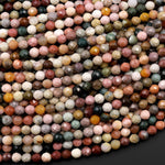 Faceted Natural Imperial Jasper 2mm 3mm 4mm Round Beads Micro Diamond Cut Gemstone 15.5" Strand