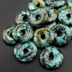 AAA Natural African Turquoise Donut Pendant 30mm