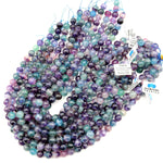 Natural Rainbow Fluorite Beads 8mm 10mm 12mm 14mm Round Gemstone 15.5" Strand