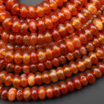 Natural Orange Red Carnelian 8mm 10mm Rondelle Beads 15.5" Strand