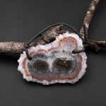 2 Hole Pendant Natural Amethyst Stalactite Flower Pendant Flat Slice Freeform One of a Kind P0099
