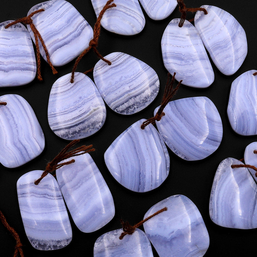 Natural Blue Lace Agate Earring Pair Gemstone Matched Freeform Beads