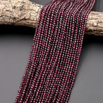 AAA Natural Purple Garnet From Mozambique Micro Faceted 3mm Round Gemstone Beads 15.5" Strand
