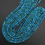 AAA Translucent Natural Teal Blue Green Apatite 5mm 6mm Smooth Round Beads 15.5" Strand