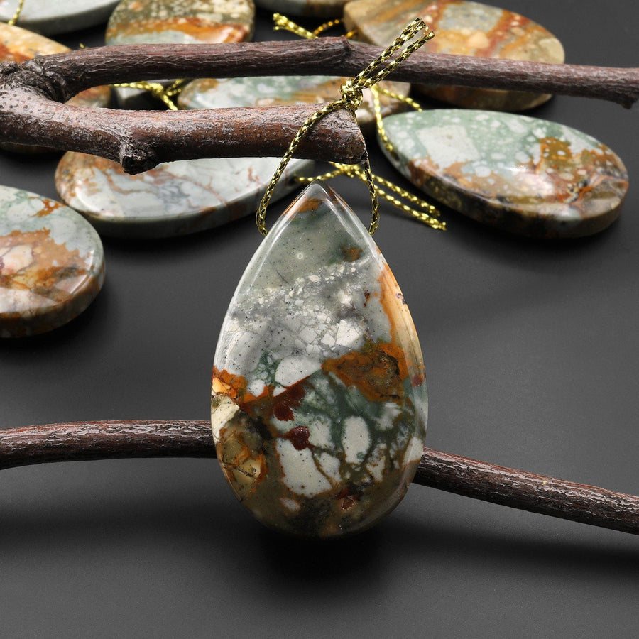 Natural Owyhee Picture Jasper Teardrop Pendant Side Drilled