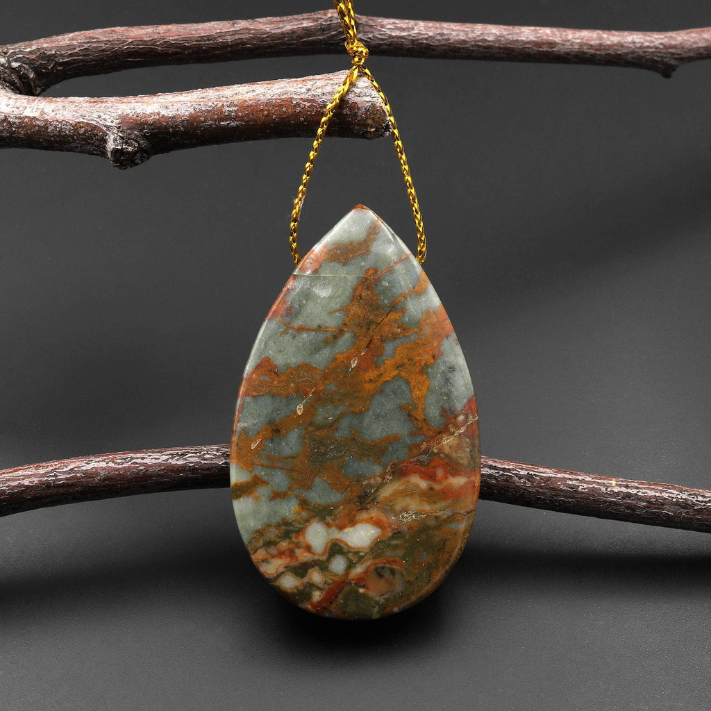Natural Owyhee Picture Jasper Teardrop Pendant Side Drilled A1